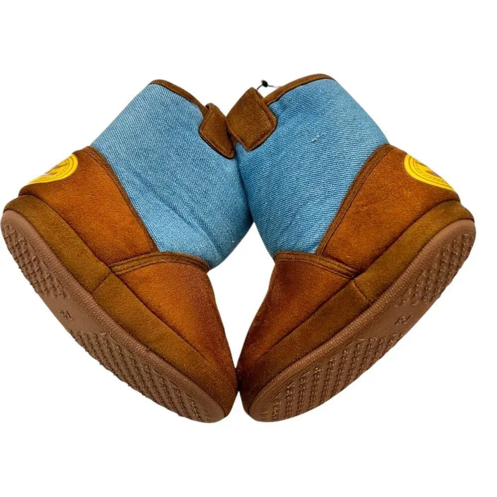 Disney Pixar Boy's Brown Toy Story Woody Cowboy‎ Nonslip Boot Slippers Size 7-8